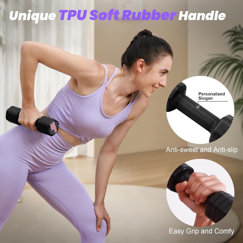 Zempox Adjustable Dumbbell Set of 2, 4 in 1 Hand Weights for Women at Home, 5 lb Weights Dumbbells set of 2, Each 2lb 3lb 4lb 5lb with TPU Soft Rubber Handle for Home Gym Exercise Training - Image 5